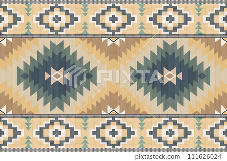 Navajo tribal vector seamless pattern. Native American ornament. Ethnic South Western decor style. Boho geometric ornament. Vector seamless pattern. Mexican blanket, rug. Woven carpet illustration. 111626024