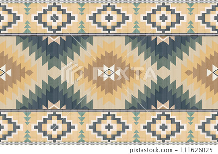 Navajo tribal vector seamless pattern. Native American ornament. Ethnic South Western decor style. Boho geometric ornament. Vector seamless pattern. Mexican blanket, rug. Woven carpet illustration. 111626025
