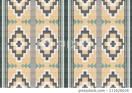 Navajo tribal vector seamless pattern. Native American ornament. Ethnic South Western decor style. Boho geometric ornament. Vector seamless pattern. Mexican blanket, rug. Woven carpet illustration. 111626026