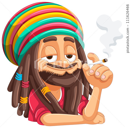 Rastafarian Man Enjoying a Peaceful Moment Rastafarian Man Enjoying a Peaceful Moment 111626466
