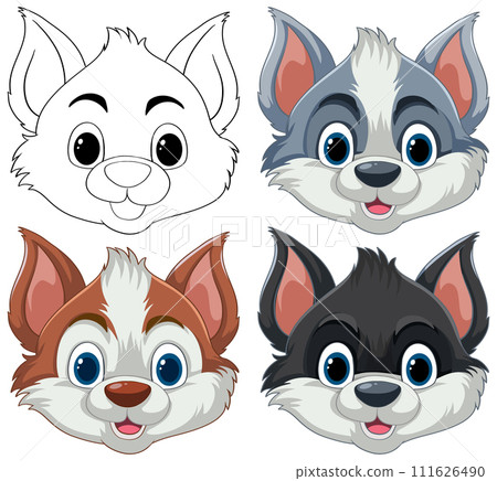 Cartoon Canine Faces Expressions Set Cartoon Canine Faces Expressions Set 111626490