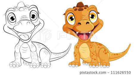 Cheerful Cartoon Dinosaur Duo Cheerful Cartoon Dinosaur Duo 111626550