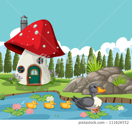 Enchanted Forest Duck Pond Scene 111626552