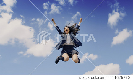 AI image generation jumping woman 111626730