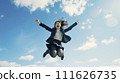AI image generation jumping woman 111626735
