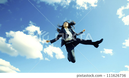 AI image generation jumping woman 111626736