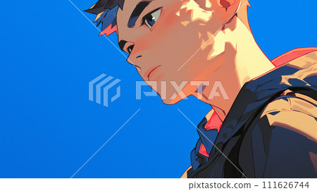 Profile male, male student, new member of society, blue background, simple Profile male, male student, new member of society, blue background, simple 111626744