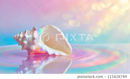 貝類夏季框架彩虹棱鏡全像柔和的色彩背景 AI 生成的影像 貝類夏季框架彩虹棱鏡全像柔和的色彩背景 AI 生成的影像 111626749