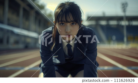 AI image generation woman at the starting line 111626926