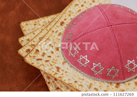 Jewish traditional holiday with Passover unleavened bread Matzah Pesach celebration a ritual Jewish traditional holiday with Passover unleavened bread Matzah Pesach celebration a ritual 111627269