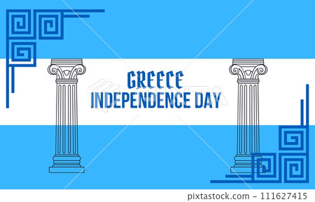 Greece national day banner for independence day anniversary. Flag of greece with modern geometric retro abstract design Greece national day banner for independence day anniversary. Flag of greece with modern geometric retro abstract design 111627415
