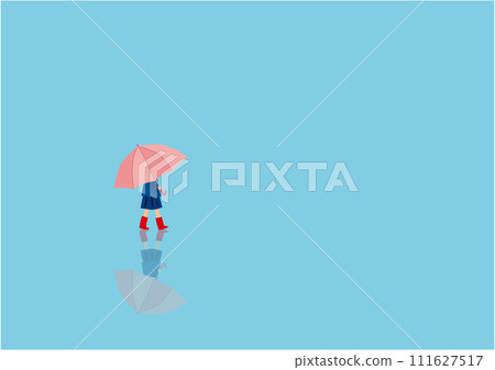 打著傘在雨中行走的女孩插畫2 111627517