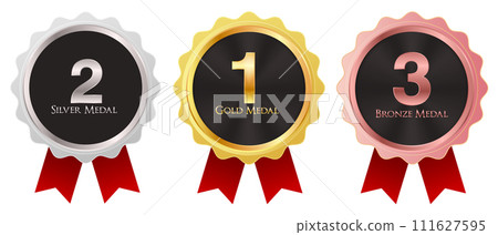 獎牌絲帶金日元圖標 獎牌絲帶金日元圖標 111627595