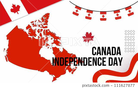 Canada national day banner for independence day anniversary. Flag of Canada & modern geometric retro abstract design. Canada national day banner for independence day anniversary. Flag of Canada & modern geometric retro abstract design. 111627877