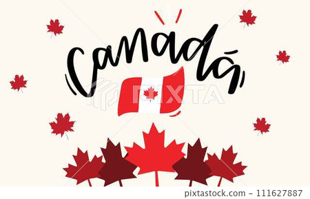 Canada national day banner for independence day anniversary. Flag of Canada & modern geometric retro abstract design. Canada national day banner for independence day anniversary. Flag of Canada & modern geometric retro abstract design. 111627887