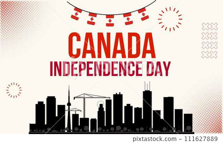 Canada national day banner for independence day anniversary. Flag of Canada & modern geometric retro abstract design. Canada national day banner for independence day anniversary. Flag of Canada & modern geometric retro abstract design. 111627889
