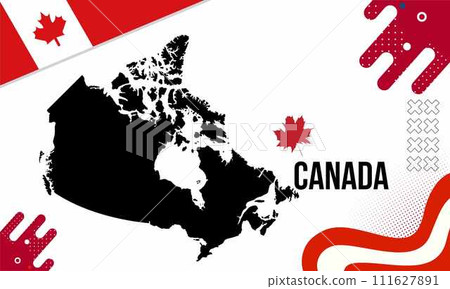 Canada national day banner for independence day anniversary. Flag of Canada & modern geometric retro abstract design. Canada national day banner for independence day anniversary. Flag of Canada & modern geometric retro abstract design. 111627891