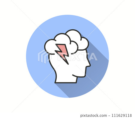 Dizziness icon with long shadow for graphic and web design. 111629118