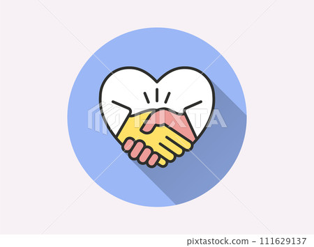 Heart helper flat icon with long shadow for graphic and web design. 111629137