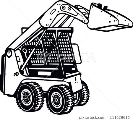Skid Steer Loader - Construction Vehicle - Machine Equipment Builder. Vector illustration 111629615