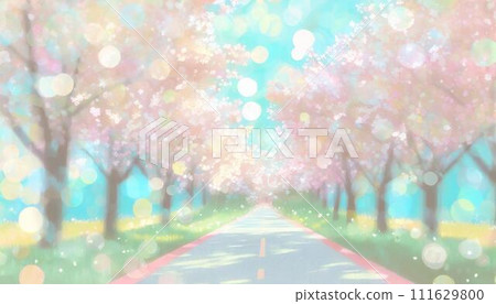 Cherry blossom trees (AI generated material) 111629800