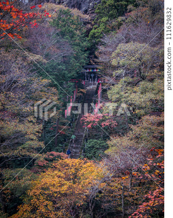 Fukushima Prefecture Tanagura Town Yamamoto Fudoson Autumn foliage season Fukushima Prefecture Tanagura Town Yamamoto Fudoson Autumn foliage season 111629832