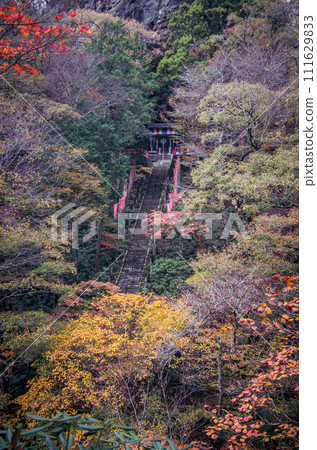 Fukushima Prefecture Tanagura Town Yamamoto Fudoson Autumn foliage season Fukushima Prefecture Tanagura Town Yamamoto Fudoson Autumn foliage season 111629833