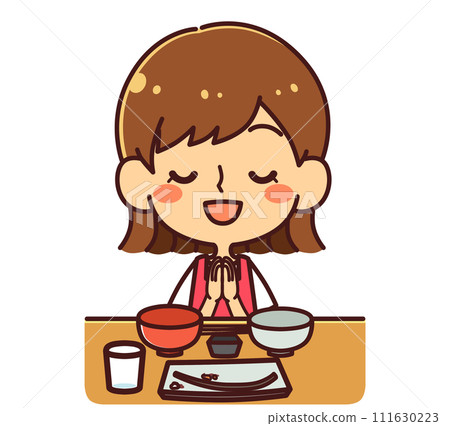 Girl offering a feast illustration material Girl offering a feast illustration material 111630223