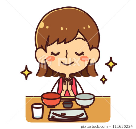 女孩獻上盛宴插畫素材 111630224