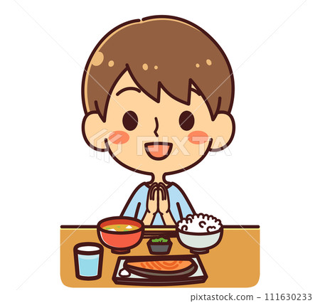 男孩製作 itadakimasu 插畫素材 111630233