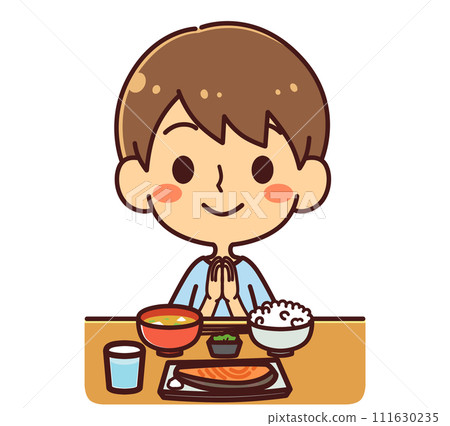 男孩製作 itadakimasu 插畫素材 111630235