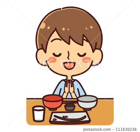 Boy giving a feast illustration material 111630236
