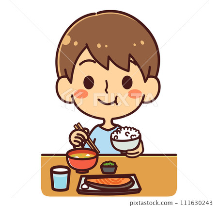 男孩吃東西插畫素材 男孩吃東西插畫素材 111630243