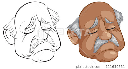 Elderly Man's Expressive Face Illustration 111630331