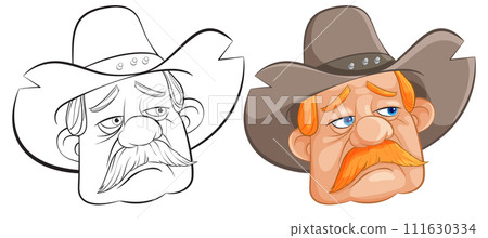 Stern Cowboy Faces in Vector Style Stern Cowboy Faces in Vector Style 111630334