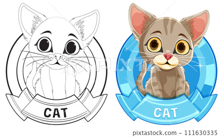 Cute Cat Illustration Before and After Cute Cat Illustration Before and After 111630335