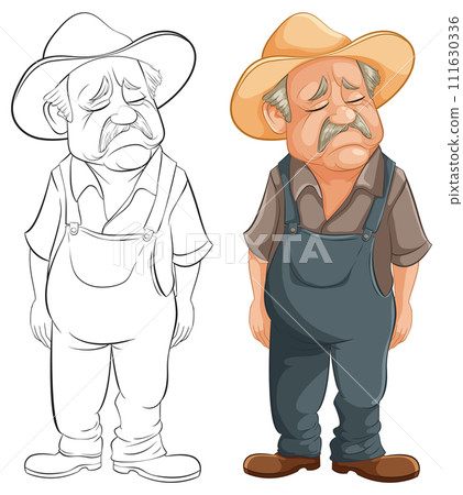 Sad Farmer Character Illustration 111630336