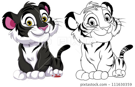 Playful Cub Twins Vector Illustration 111630359
