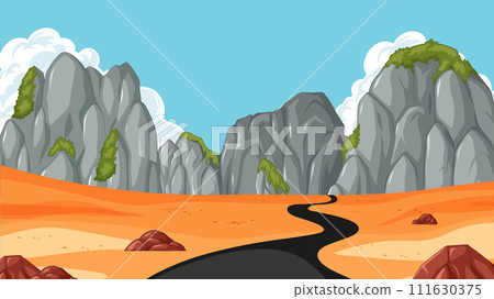 Winding Road Through Rocky Landscape 111630375