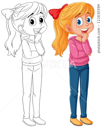 Colorful Vector Illustration of a Young Girl 111630394