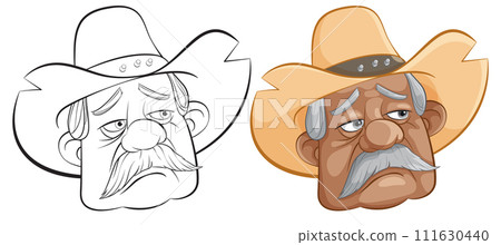 Old Cowboy Character Illustration Old Cowboy Character Illustration 111630440