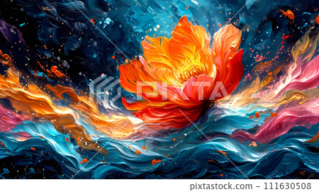 Oil painting of flowers. Abstract art background. Colorful flowers. Oil painting of flowers. Abstract art background. Colorful flowers. 111630508