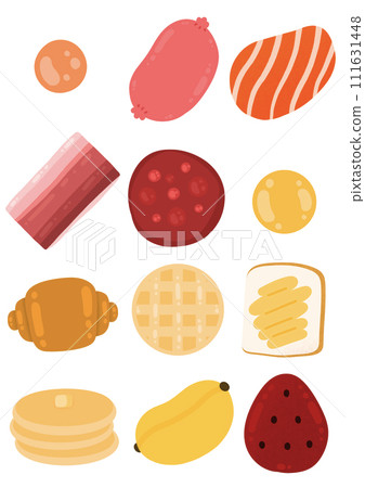 Breakfast Set Breakfast Collection Breakfast Cartoon Breakfast Food And Ingredients Cartoon illustration Breakfast Sticker Set illustration 111631448