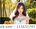 [AI] Young woman wearing a wedding dress 111631743