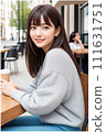 [AI] Woman in a cafe 111631751