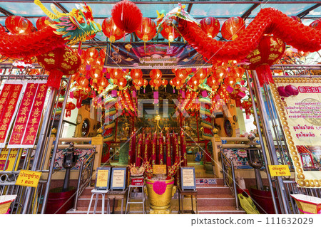 泰國曼谷唐人街觀音堂為農曆新年裝飾/曼谷，泰國 111632029