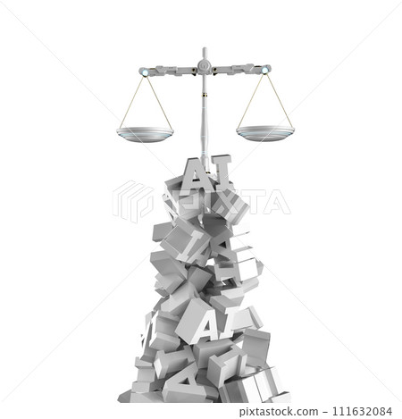 Cyber law or internet law concept with law scale and ai alphabets 111632084