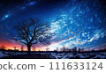A fantastic tree floating in the night sky 111633124
