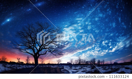A fantastic tree floating in the night sky A fantastic tree floating in the night sky 111633124