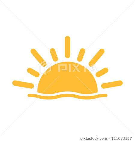 A half sun is setting downwards icon vector sunset concept for graphic design, logo, website, social media, mobile app, UI illustration 111633197
